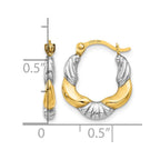 14K & Rhodium Hollow Scalloped Hoop Earrings
