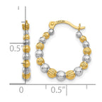 14K & Rhodium Beaded Hoop Earrings