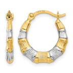 14K & Rhodium Hollow Bamboo Hoop Earrings