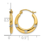 14K & Rhodium Flowers Hollow Hoop Earrings