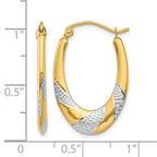 14K & Rhodium Hollow Oval Hoop Earrings