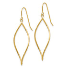 14k Polished Twisted Oblong Dangle French Hook Earrings