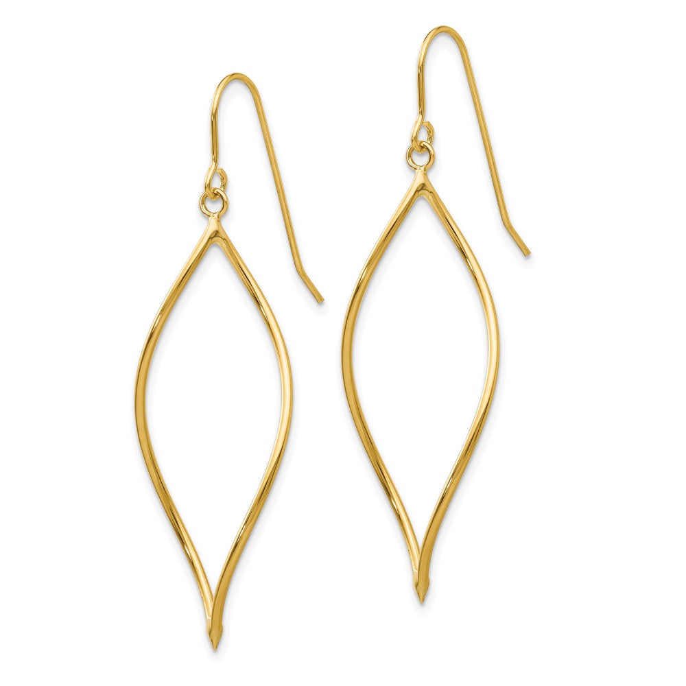 14k Polished Twisted Oblong Dangle French Hook Earrings