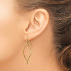 14k Polished Twisted Oblong Dangle French Hook Earrings