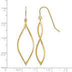 14k Polished Twisted Oblong Dangle French Hook Earrings