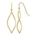 14k Polished Twisted Oblong Dangle French Hook Earrings