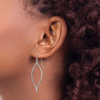 14k White Gold Polished Twisted Oblong Dangle French Hook Earrings