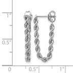 14K White Gold Polished 2.5mm Hollow Rope Chain Dangle Post Earrings