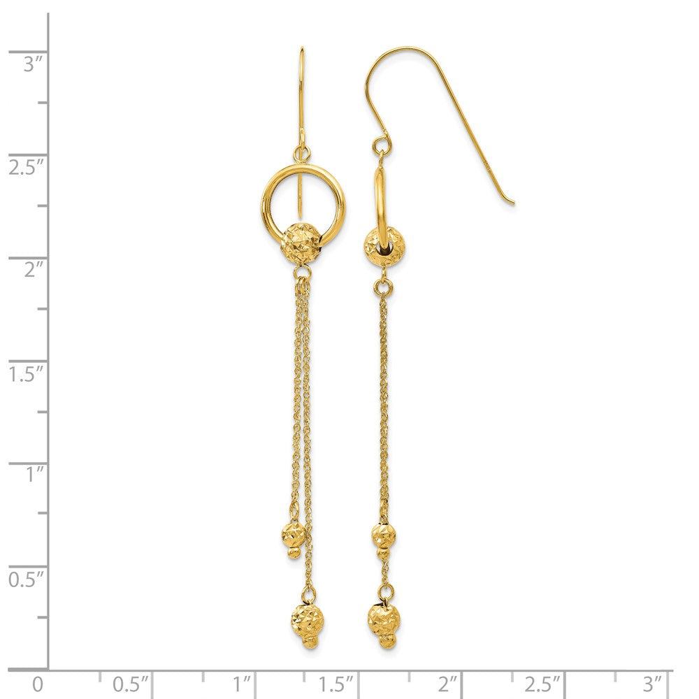 14K Diamond-cut Beads and Chain Dangle French Hook Earrings