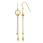 14K Diamond-cut Beads and Chain Dangle French Hook Earrings