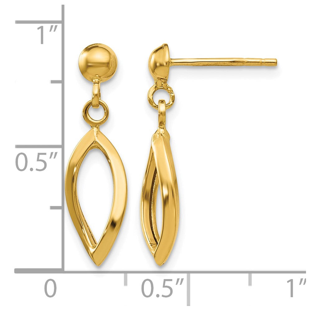 14k Twisted Oval Dangle Post Earrings