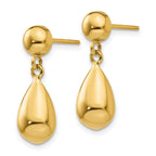 14k Polished Hollow Teardrop Dangle Post Earrings