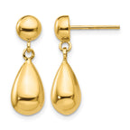 14k Polished Hollow Teardrop Dangle Post Earrings