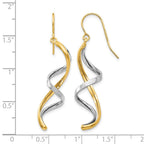 14k Two-tone Polished Fancy Spiral Dangle French Hook Earrings