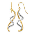 14k Two-tone Polished Fancy Spiral Dangle French Hook Earrings