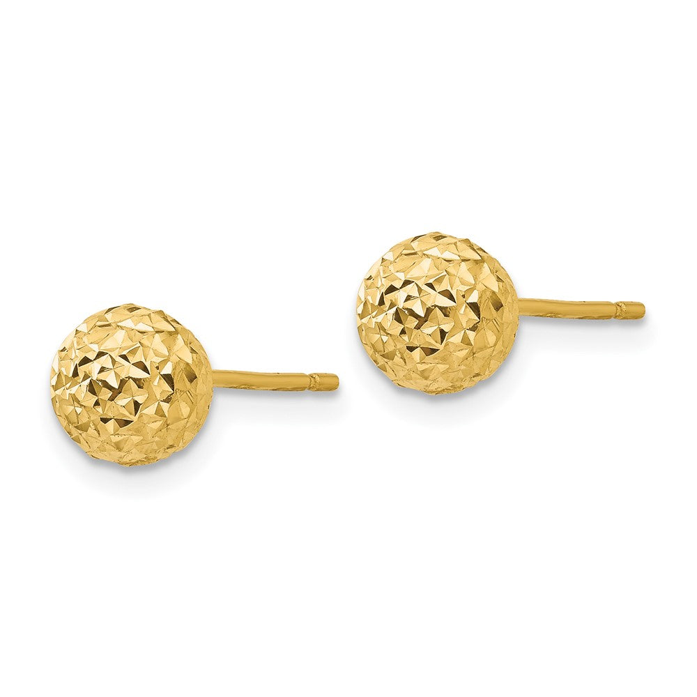 14K 6mm Diamond-cut Puffed Ball Post Earrings