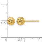 14K 6mm Diamond-cut Puffed Ball Post Earrings
