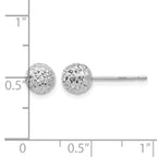 14K White Gold 6mm Diamond-cut Puffed Ball Post Earrings