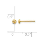 14K 3mm Textured Puffed Round Button Post Earrings