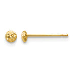 14K 3mm Textured Puffed Round Button Post Earrings