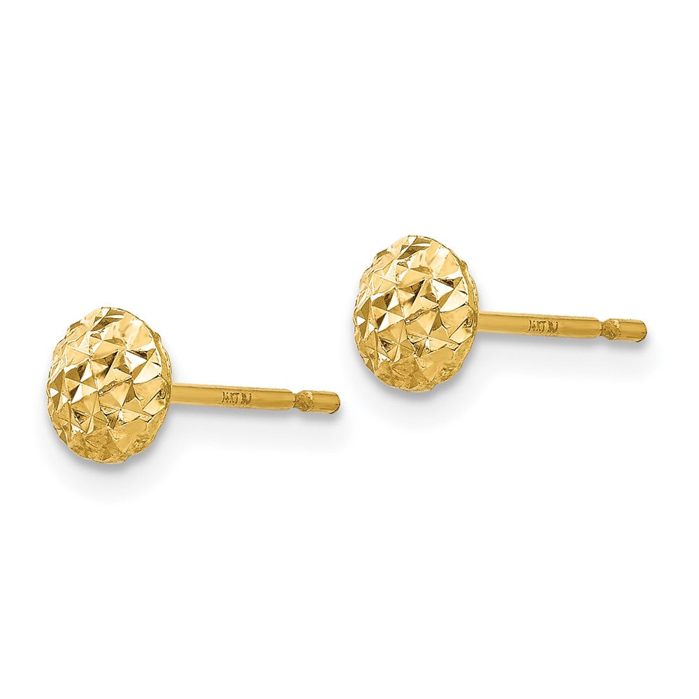 14K 5mm Textured Puffed Round Button Post Earrings