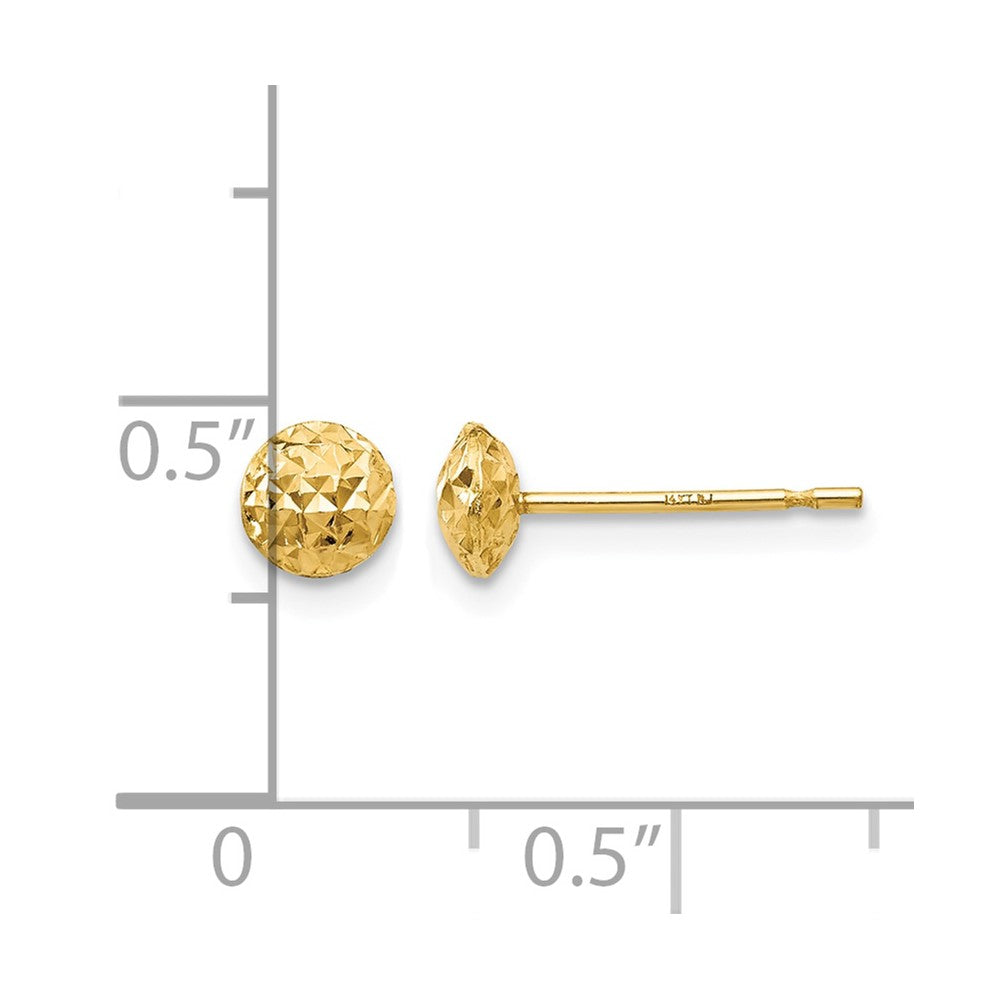14K 5mm Textured Puffed Round Button Post Earrings