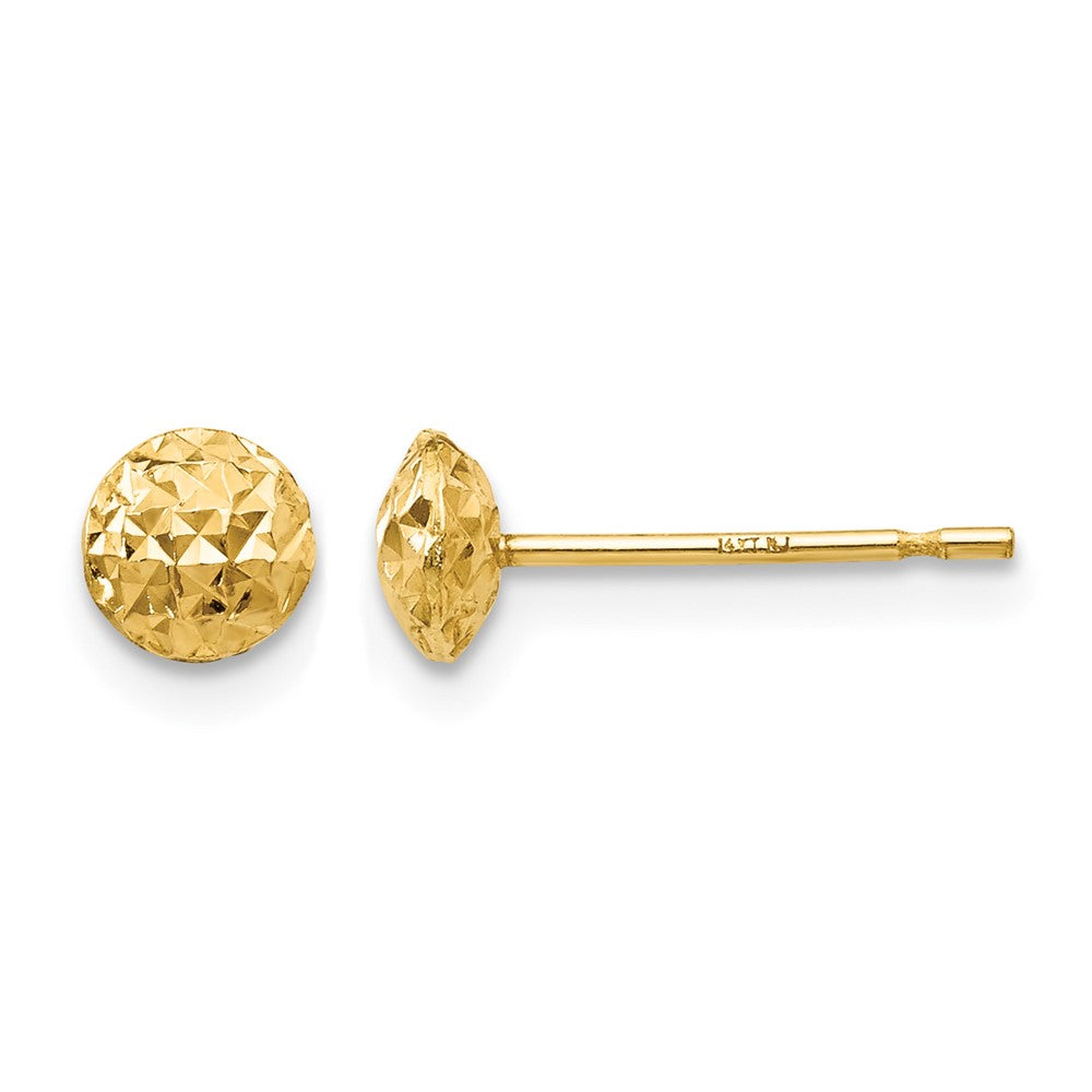 14K 5mm Textured Puffed Round Button Post Earrings