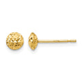 14K 5mm Textured Puffed Round Button Post Earrings