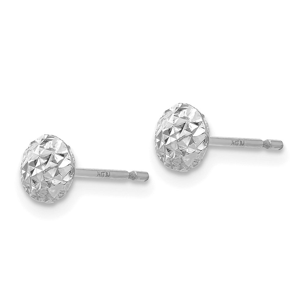 14K White Gold 5mm Textured Puffed Round Button Post Earrings