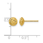 14K 6mm Polished Diamond-cut Puffed Round Button Post Earrings