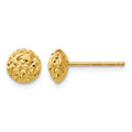 14K 6mm Polished Diamond-cut Puffed Round Button Post Earrings