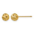14K 5mm Diamond-cut Fancy Pierced Ball Post Earrings