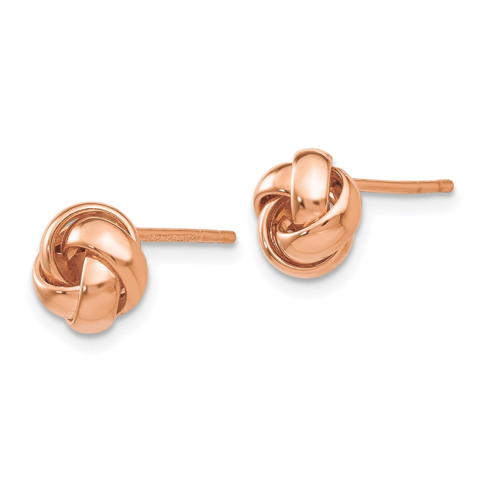 14k Rose Gold 8mm Polished Love Knot Post Earrings