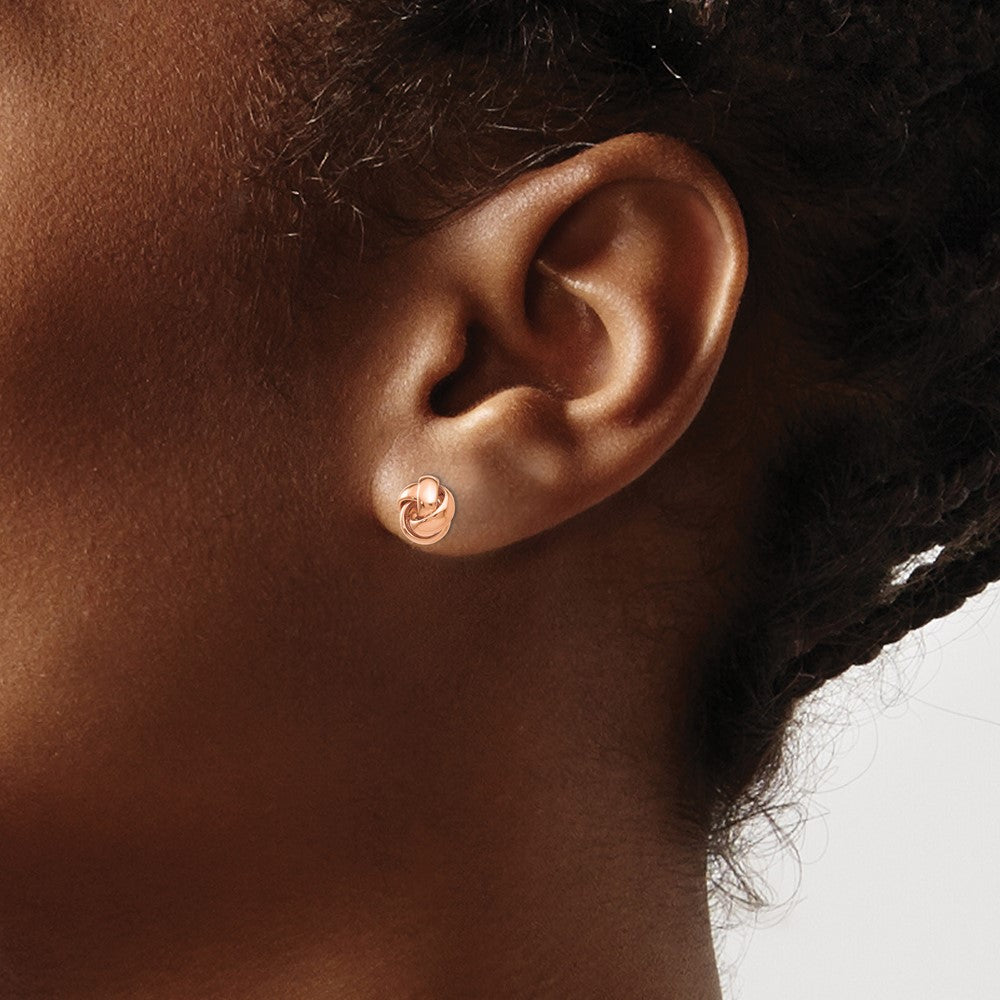 14k Rose Gold 8mm Polished Love Knot Post Earrings
