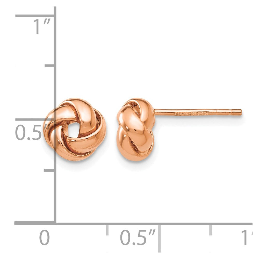 14k Rose Gold 8mm Polished Love Knot Post Earrings