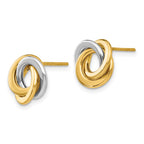 14k Two-tone 11mm Polished Intertwined Circles Love Knot Post Earrings