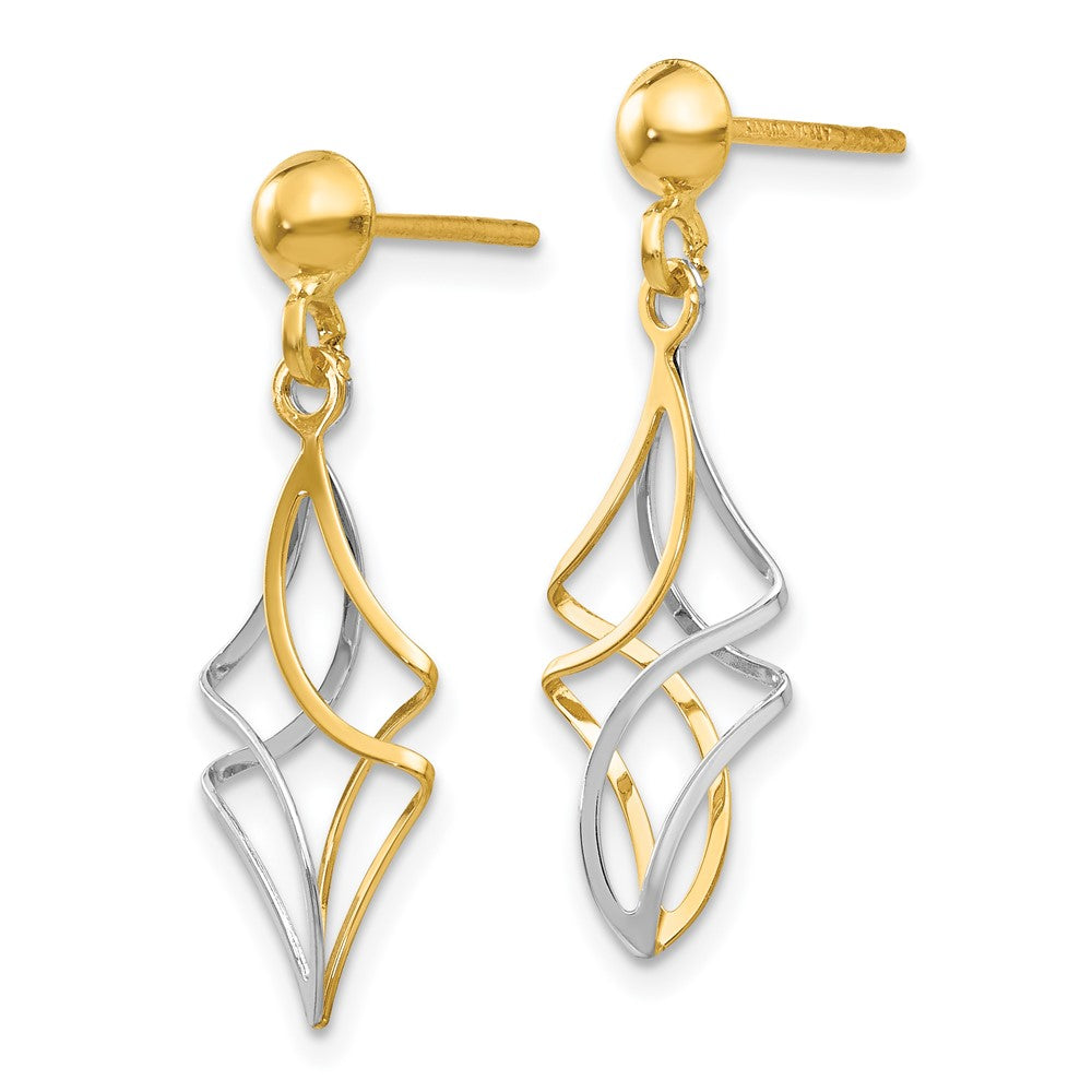 14k Two-tone Fancy Dangle Post Earrings