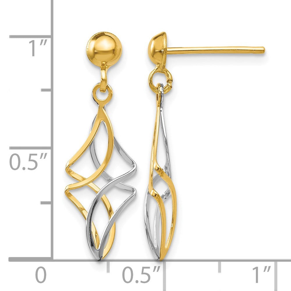 14k Two-tone Fancy Dangle Post Earrings