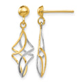 14k Two-tone Fancy Dangle Post Earrings
