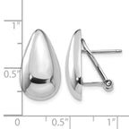 14k White Gold 10x20mm Polished Teardrop Omega Back Post Earrings