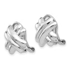 14k White Gold 14mm Polished X Omega Back Non-pierced Earrings