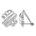 14k White Gold 14mm Polished X Omega Back Non-pierced Earrings