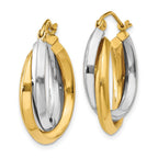 14k Two-tone Polished Double Hoop Earrings