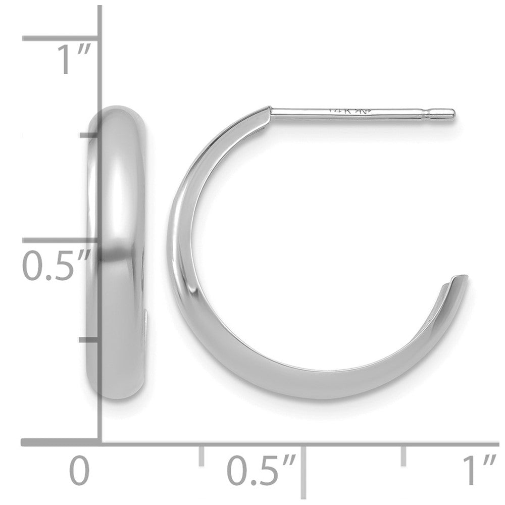 14k White Gold 3.5x17mm Polished J-Hoop Post Earrings