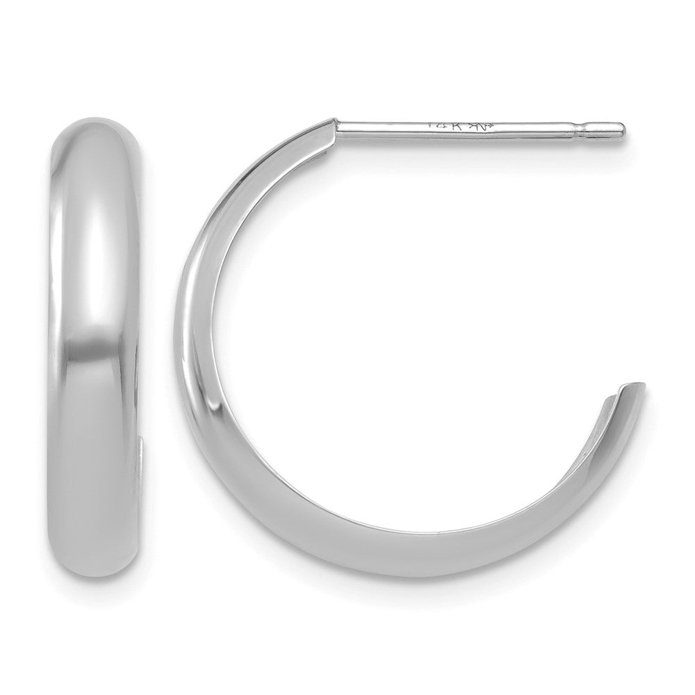 14k White Gold 3.5x17mm Polished J-Hoop Post Earrings