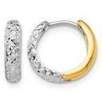 14k Two-tone Diamond-cut Hoop Earrings