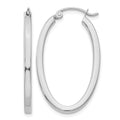 14k White Gold 2x30mm Polished Oval Tube Hoop Earrings