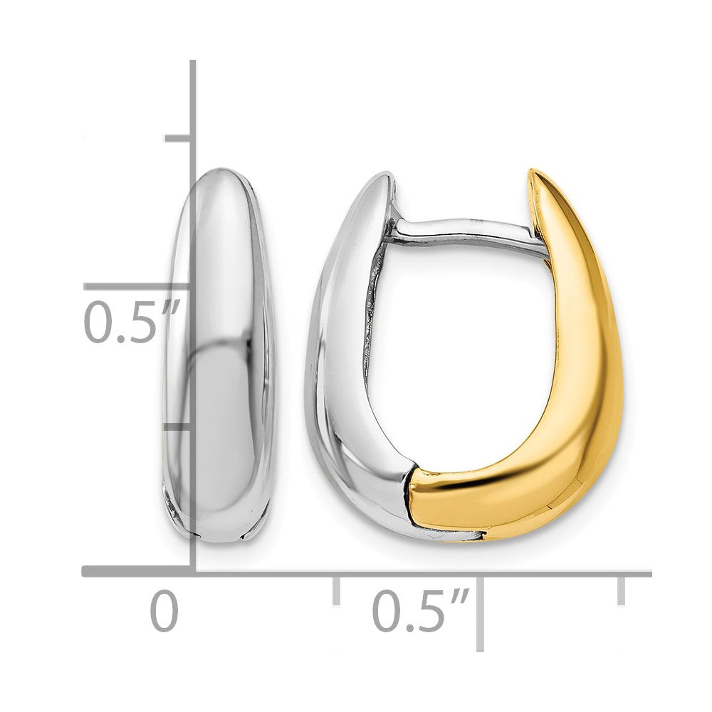 14k Two-tone U Shaped Hinged Hoop Earrings