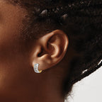 14k Two-tone Greek Key Hinged Hoop Earrings
