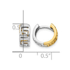 14k Two-tone Greek Key Hinged Hoop Earrings